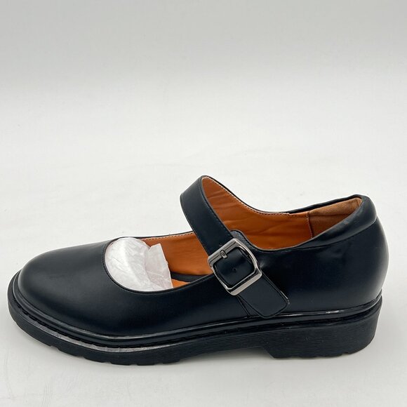 YDN Black Round Toe Mary Jane Platform Adjustable Single Ankle Strap Buckle Pump - Picture 2 of 8